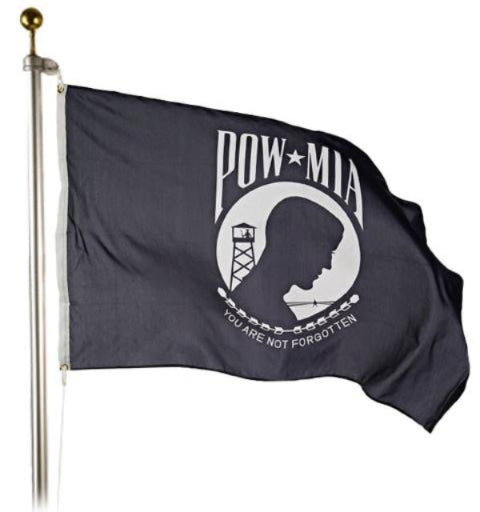 USA-made POW/MIA remembrance flag with You Are Not Forgotten emblem