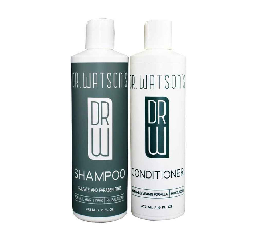 Original shampoo and conditioner bottles shown together