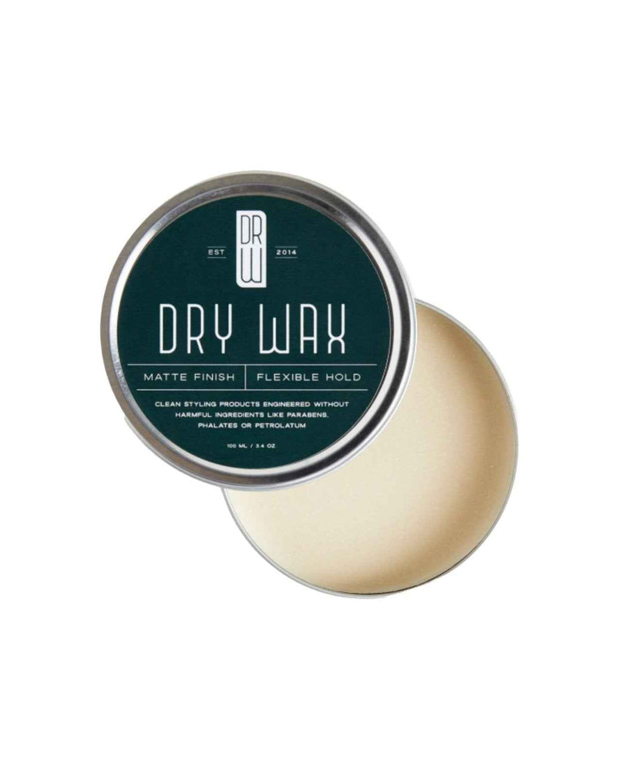 Open Dr. Watson's Dry Wax jar with its matte-finish labeled lid