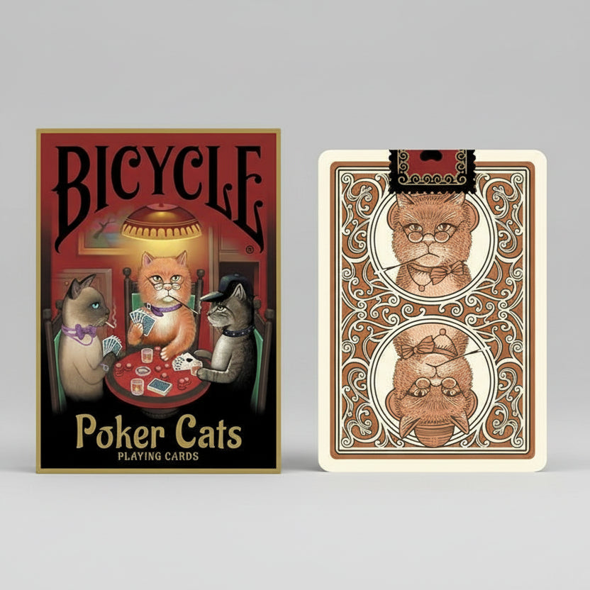 Bicycle Poker Cats V2 Playing Cards - Hand-Drawn Feline Artwork Deck