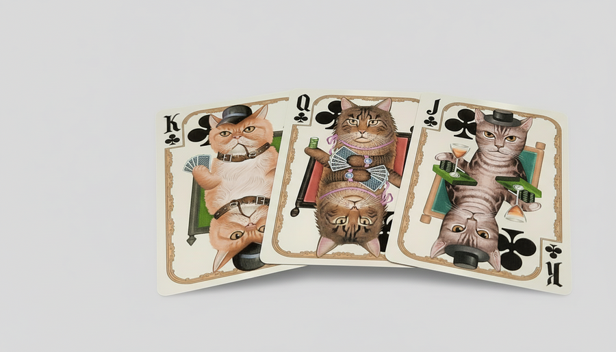 Bicycle Poker Cats V2 Playing Cards - Hand-Drawn Feline Artwork Deck
