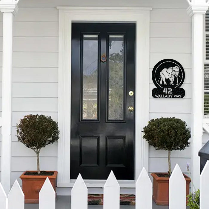 Elephant Circle Customizable Metal Address or Nameplate