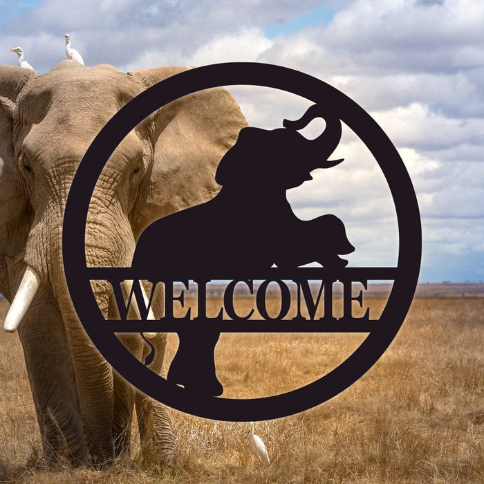 Elephant Monogram - Metal Decor Sign