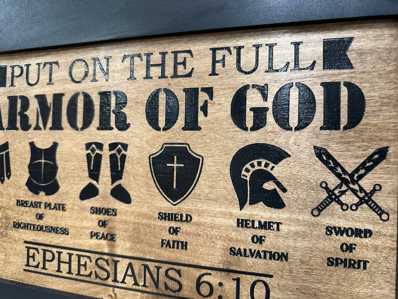 Hidden Gun Cabinet Put On The Full Armor Of God, Secure Concealed Ephesians 6:10 Gun Safe by Bellewood Designs