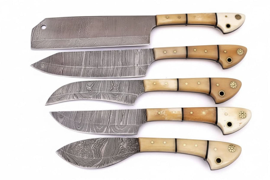 EST Custom Handmade Damascus Steel Beautiful 5Pcs. Kitch DK-0011
