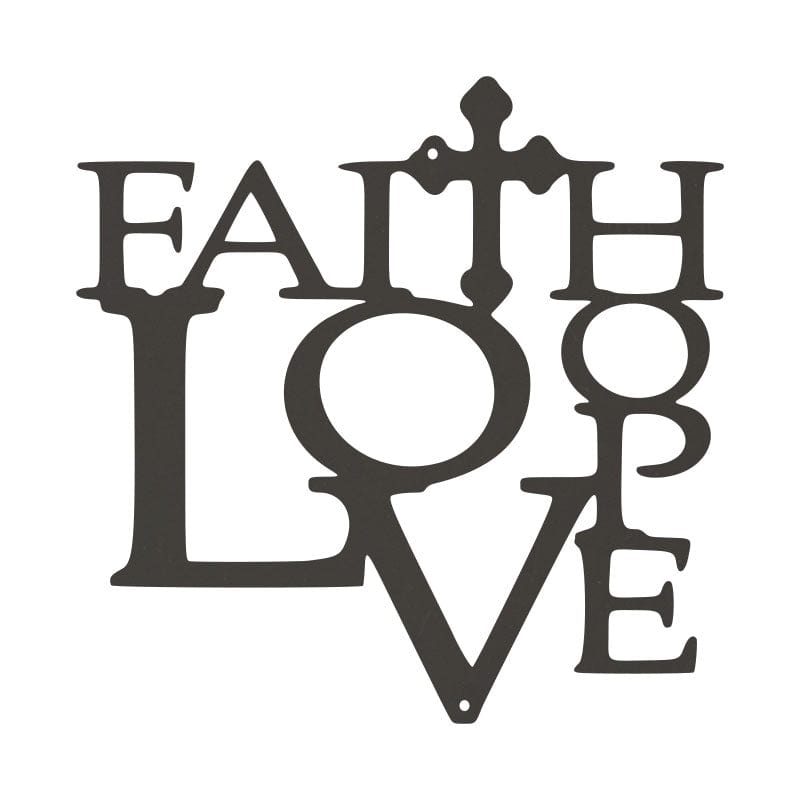 Faith, Love, Hope with Cross - Metal Sign
