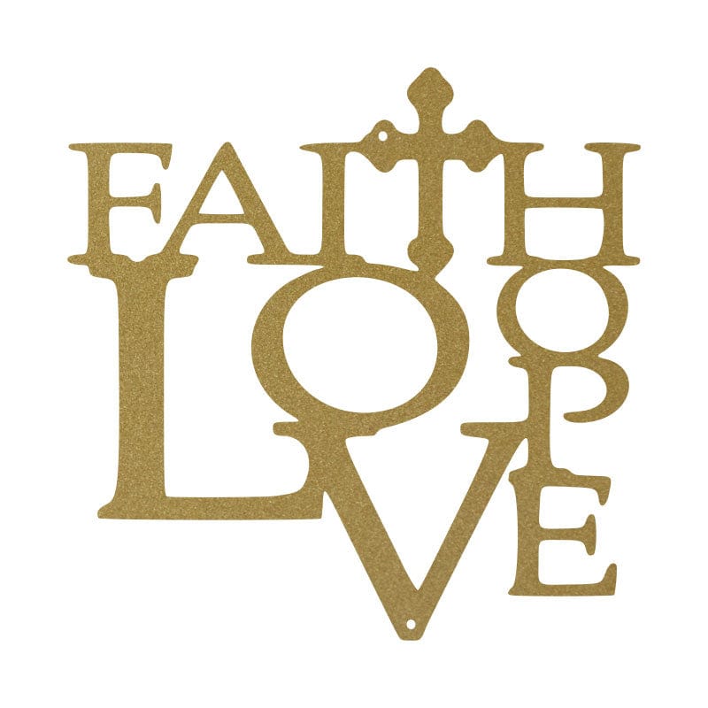 Faith, Love, Hope with Cross - Metal Sign