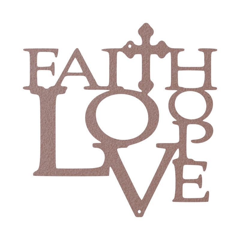 Faith, Love, Hope with Cross - Metal Sign