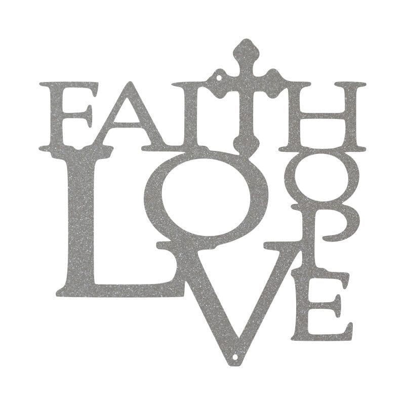 Faith, Love, Hope with Cross - Metal Sign