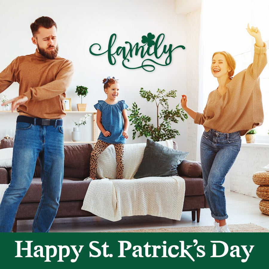 Family Shamrock Metal Decor Sign