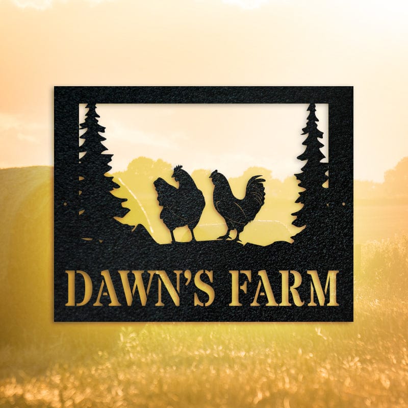 Farm Chicken Sign - Personalized Metal Wall Art | Rustic Outdoor Decor