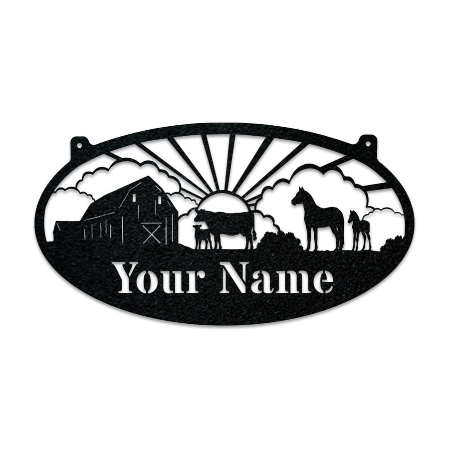 Farm Cows & Horses Oval Monogram