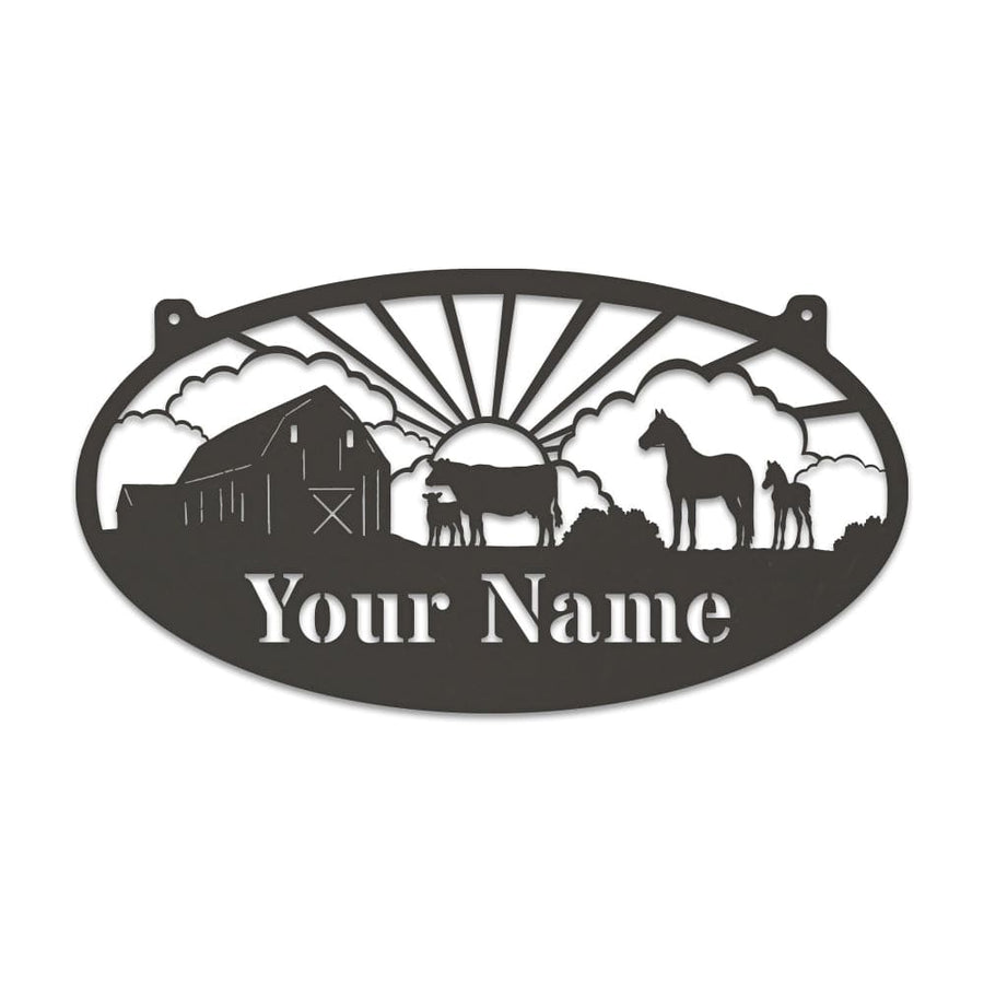 Farm Cows & Horses Oval Monogram