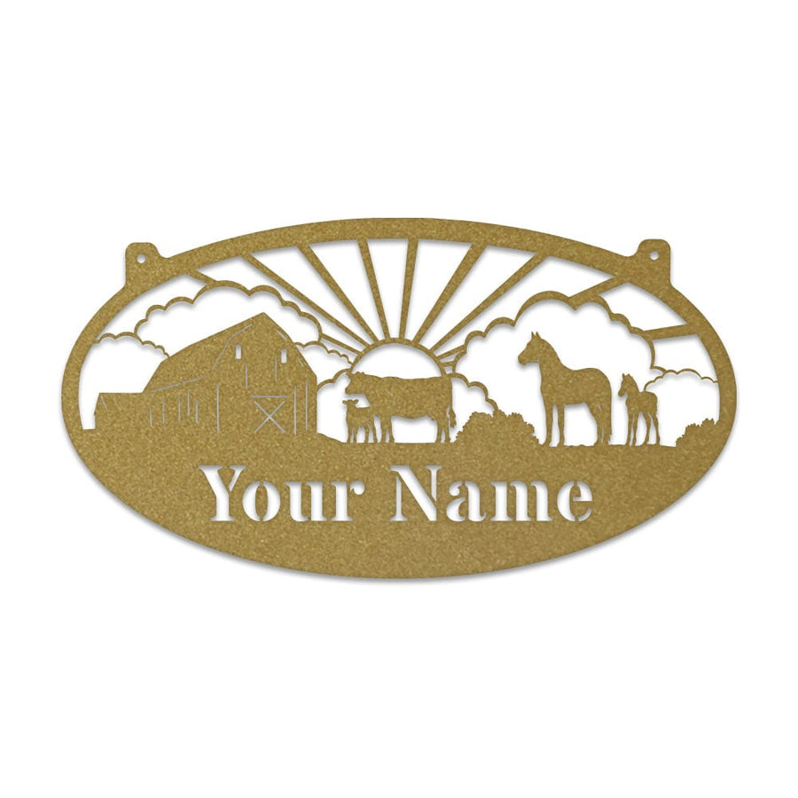 Farm Cows & Horses Oval Monogram