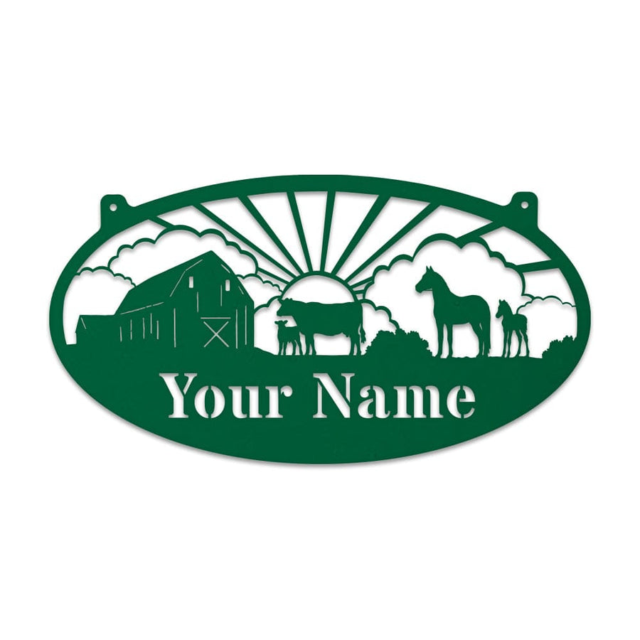 Farm Cows & Horses Oval Monogram