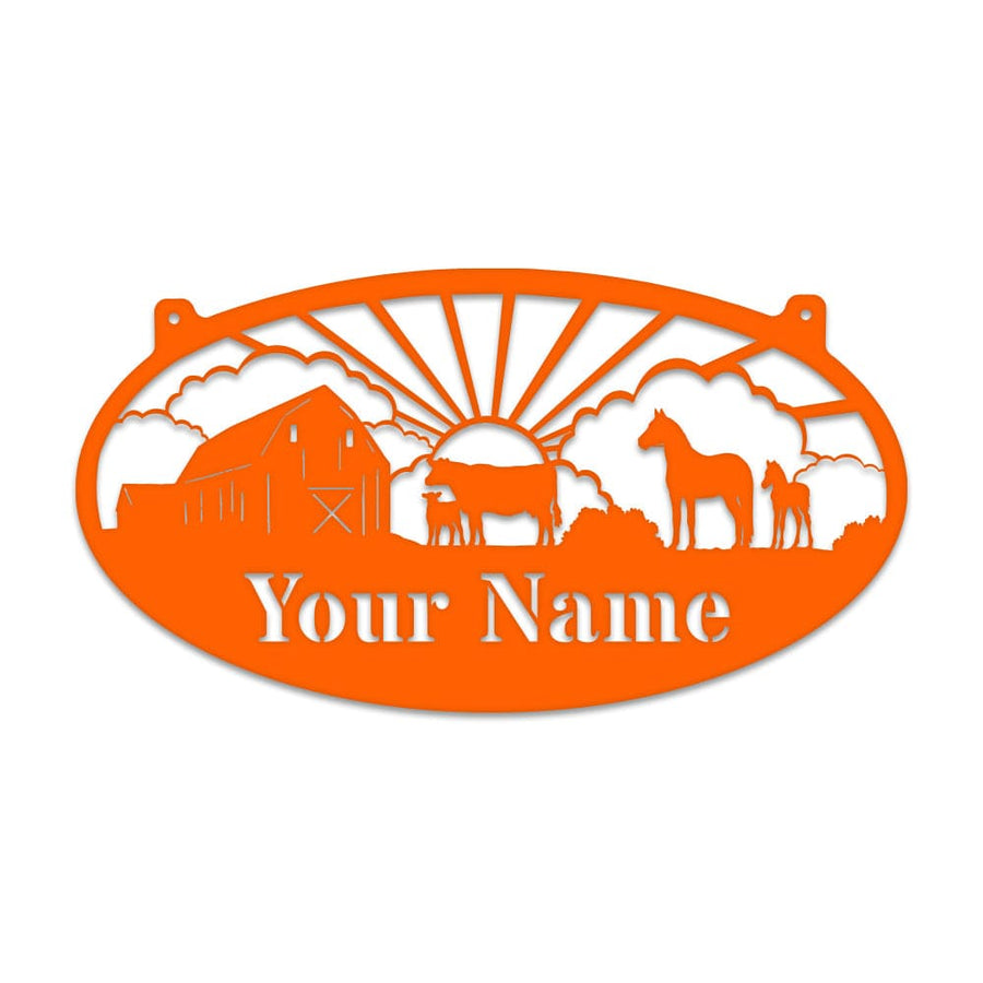 Farm Cows & Horses Oval Monogram
