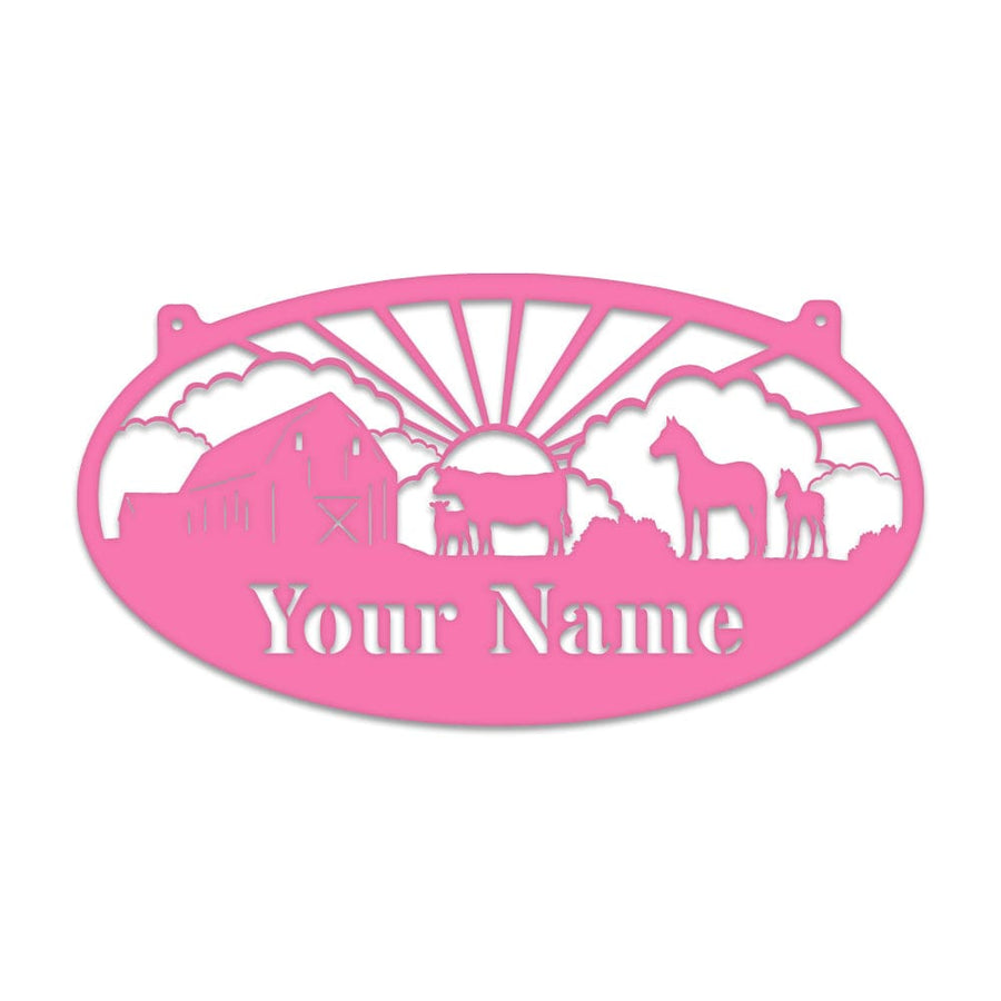 Farm Cows & Horses Oval Monogram
