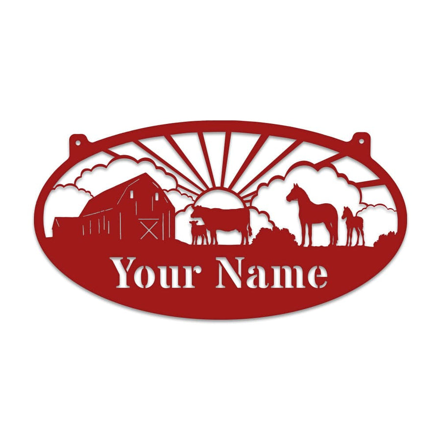 Farm Cows & Horses Oval Monogram
