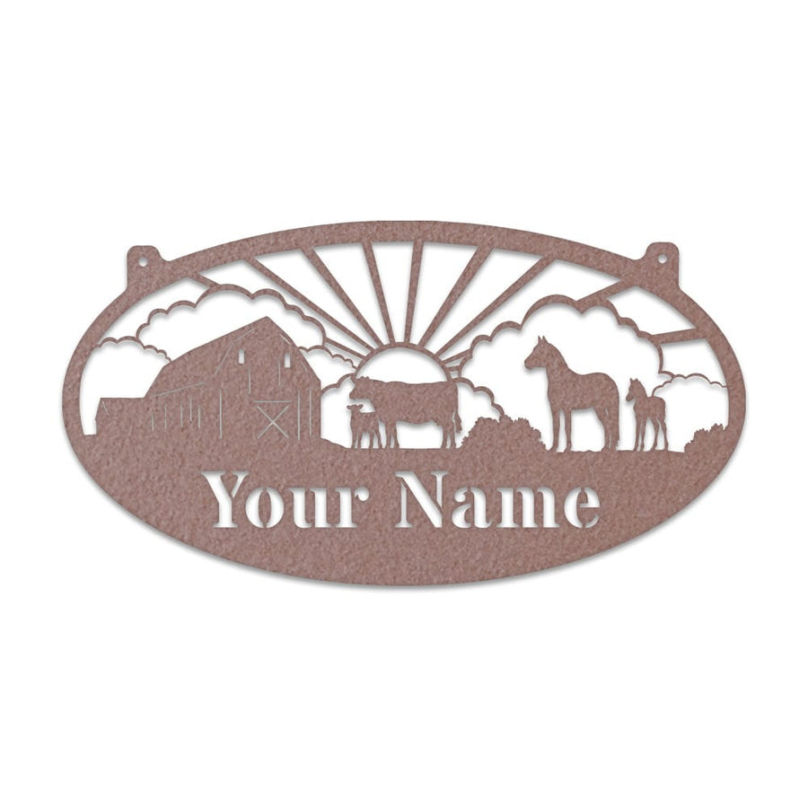 Farm Cows & Horses Oval Monogram