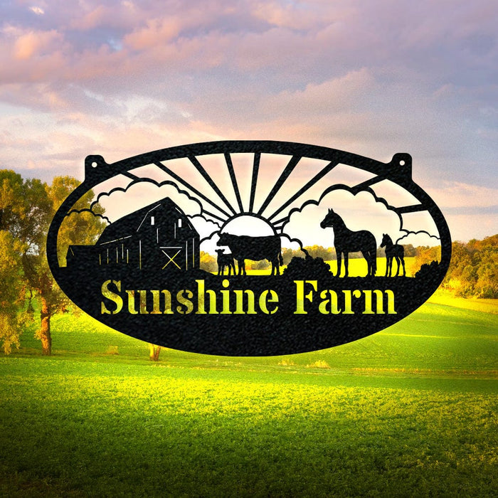 Farm Cows & Horses Oval Monogram