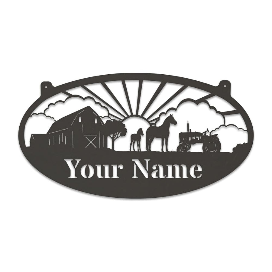 Farm Horses Oval Monogram
