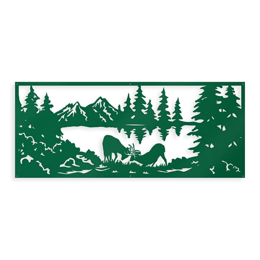 Fighting Deer Scene - Monogram Metal Sign