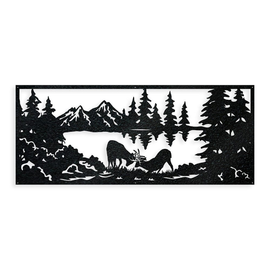 Fighting Deer Scene - Monogram Metal Sign