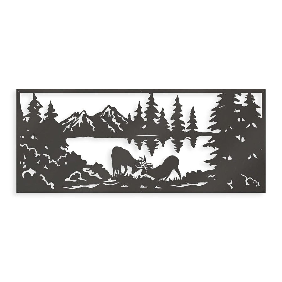 Fighting Deer Scene - Monogram Metal Sign