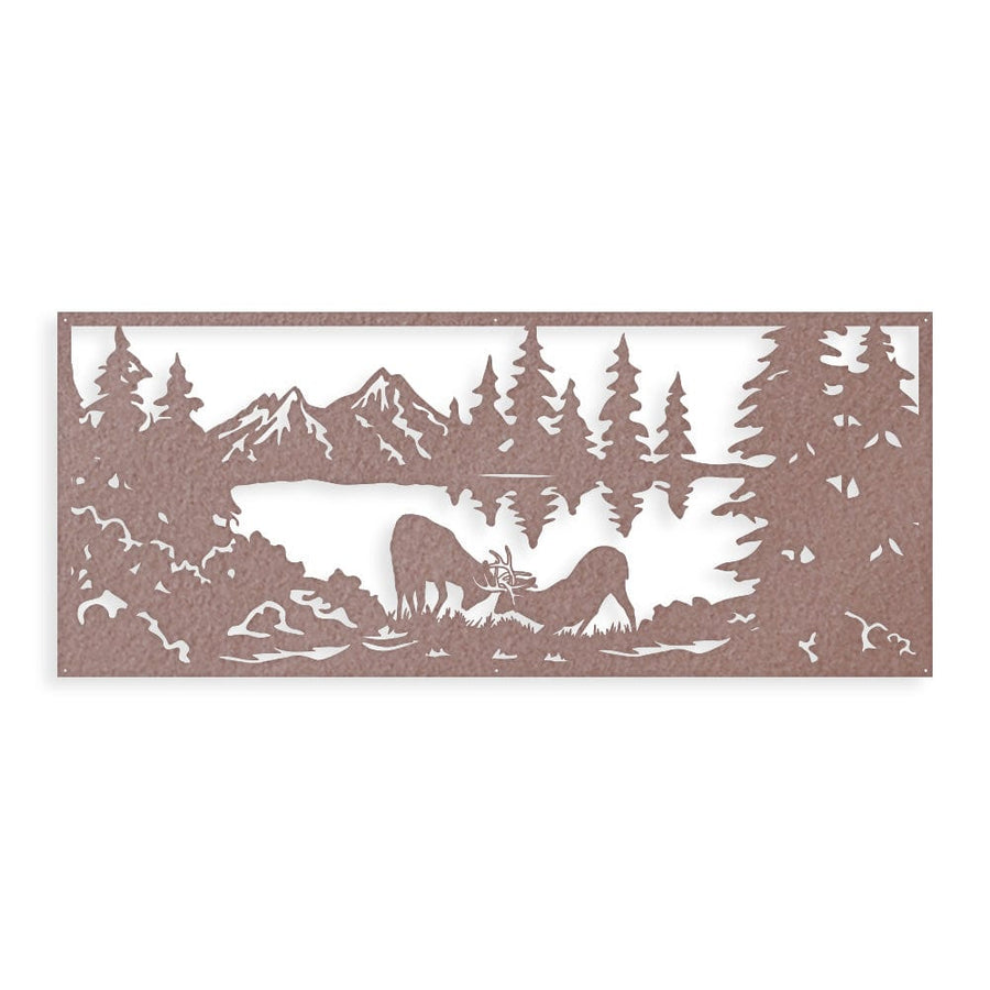 Fighting Deer Scene - Monogram Metal Sign