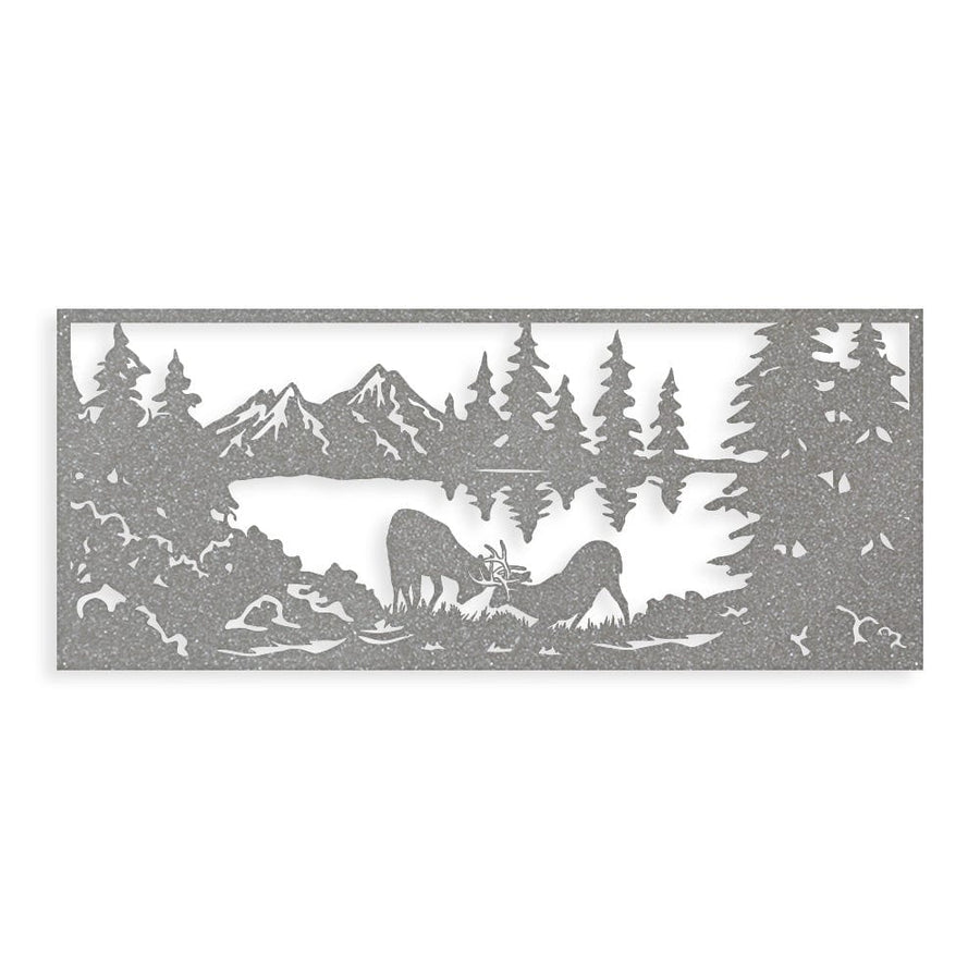 Fighting Deer Scene - Monogram Metal Sign