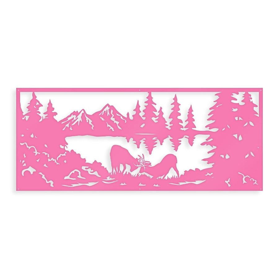 Fighting Deer Scene - Monogram Metal Sign