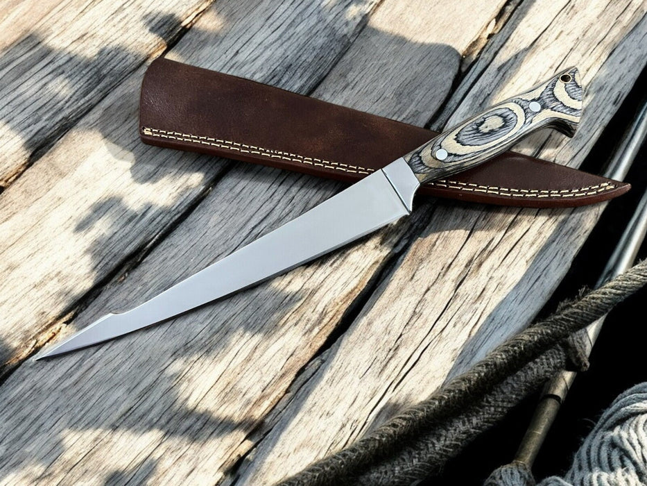 Premium Handmade Fillet Knife with Exotic Pakka Wood Handle