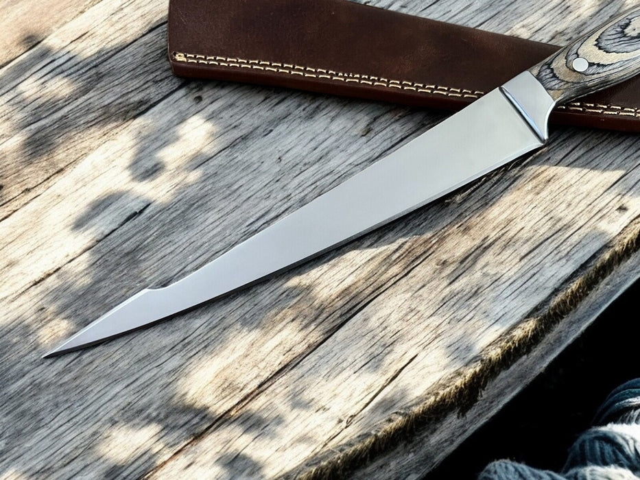 Premium Handmade Fillet Knife with Exotic Pakka Wood Handle