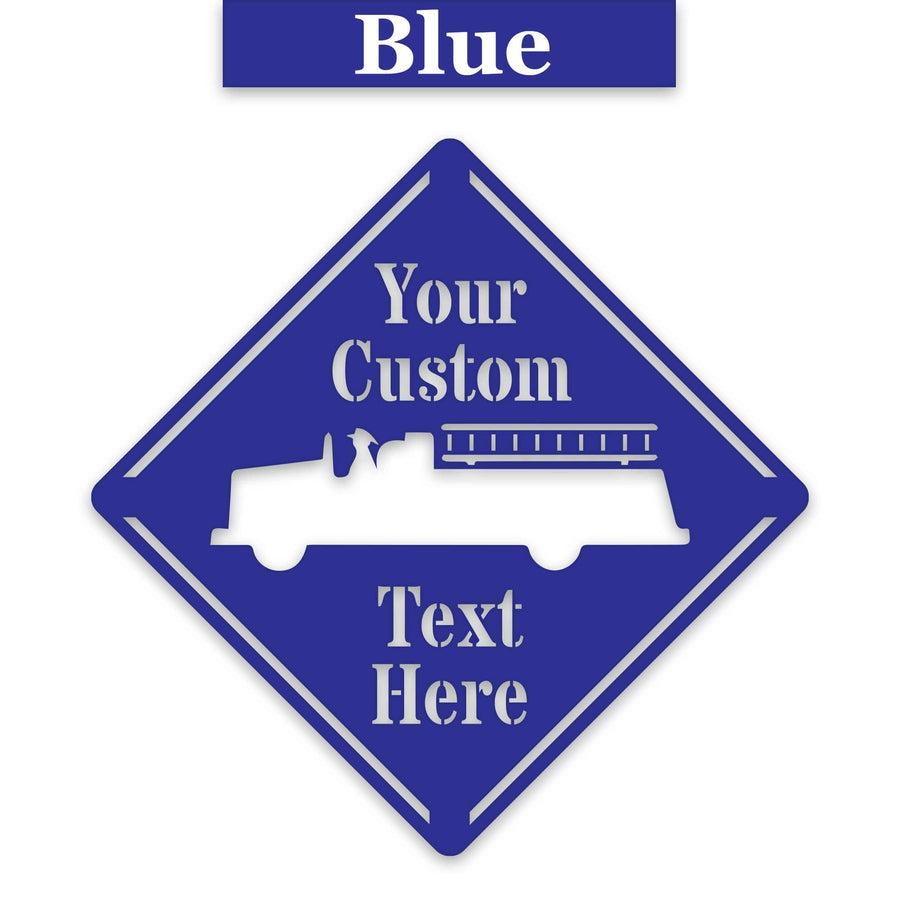 Fire Truck Crossing Customizable Metal Sign