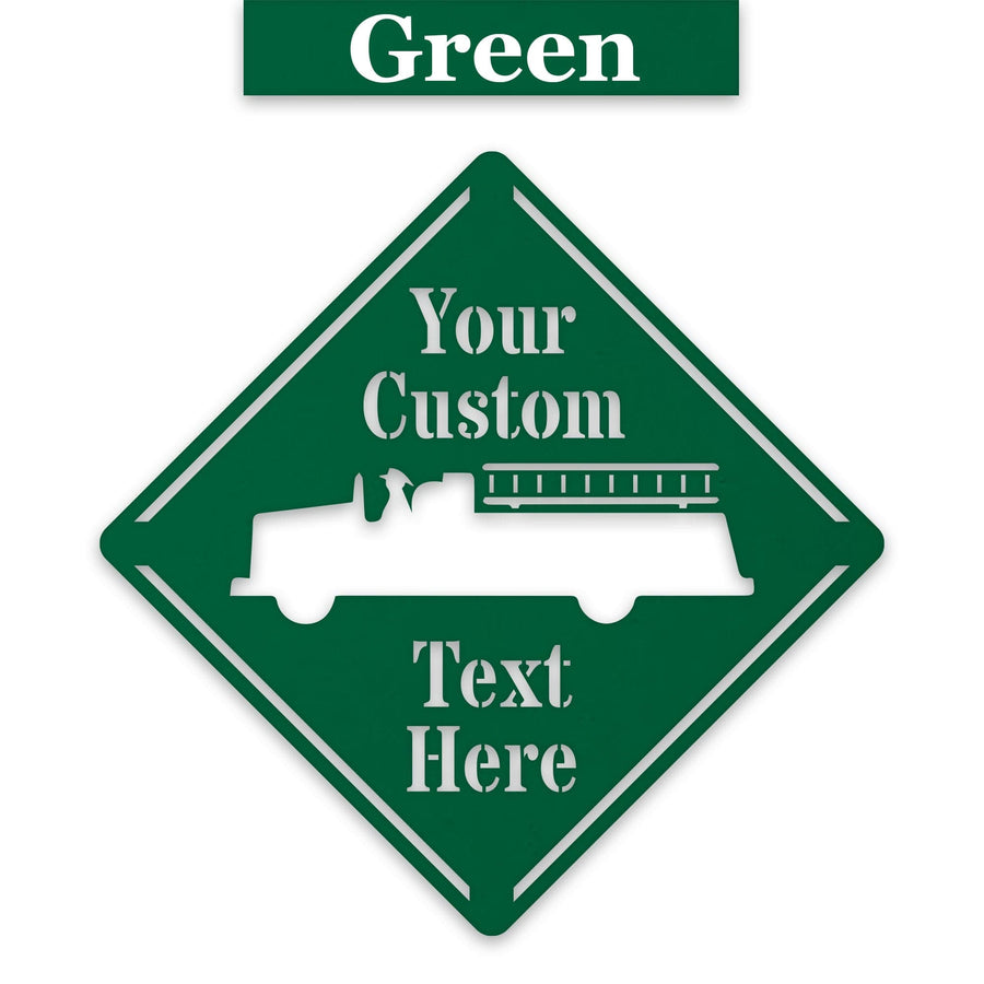 Fire Truck Crossing Customizable Metal Sign