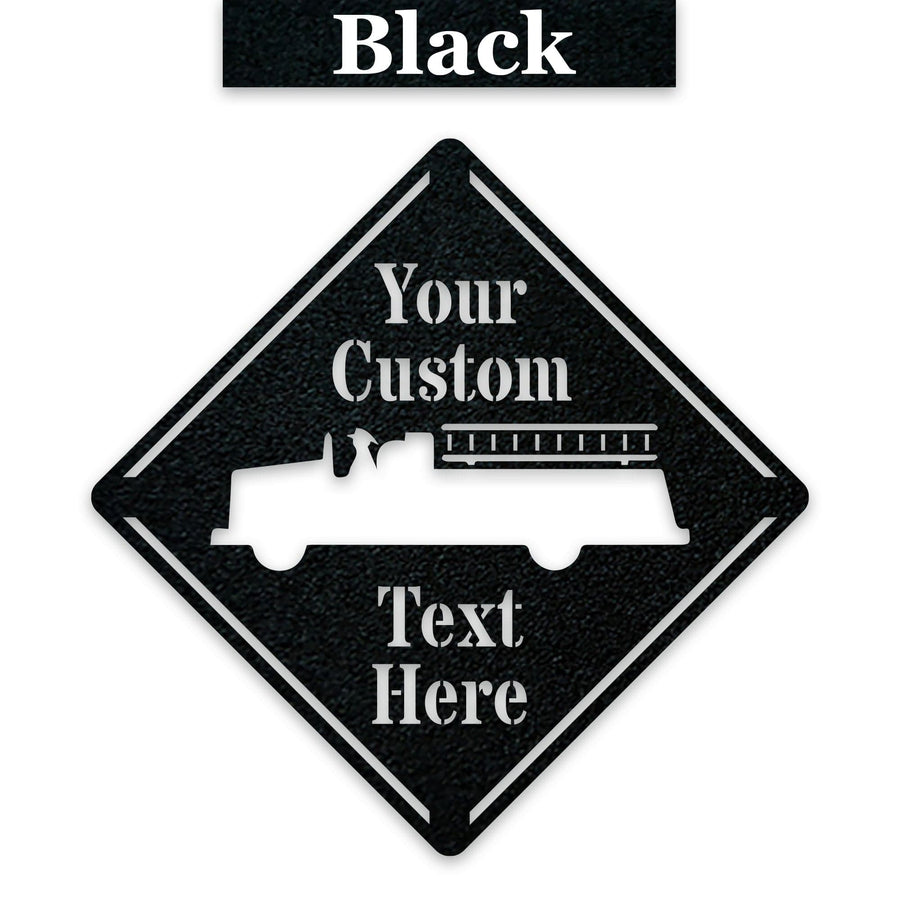 Fire Truck Crossing Customizable Metal Sign