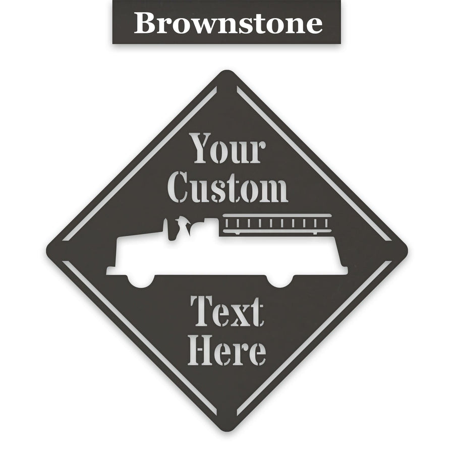 Fire Truck Crossing Customizable Metal Sign