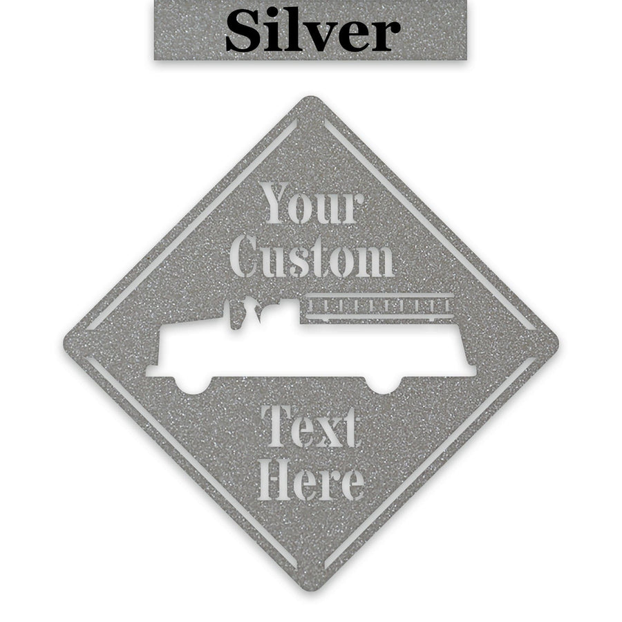 Fire Truck Crossing Customizable Metal Sign