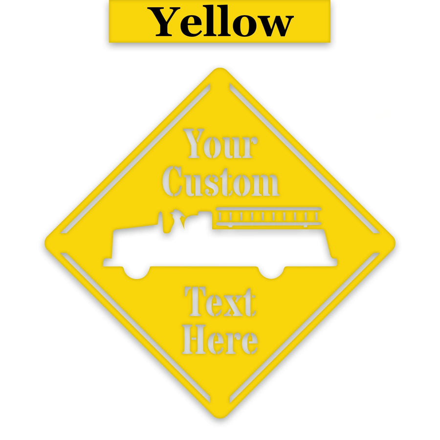 Fire Truck Crossing Customizable Metal Sign