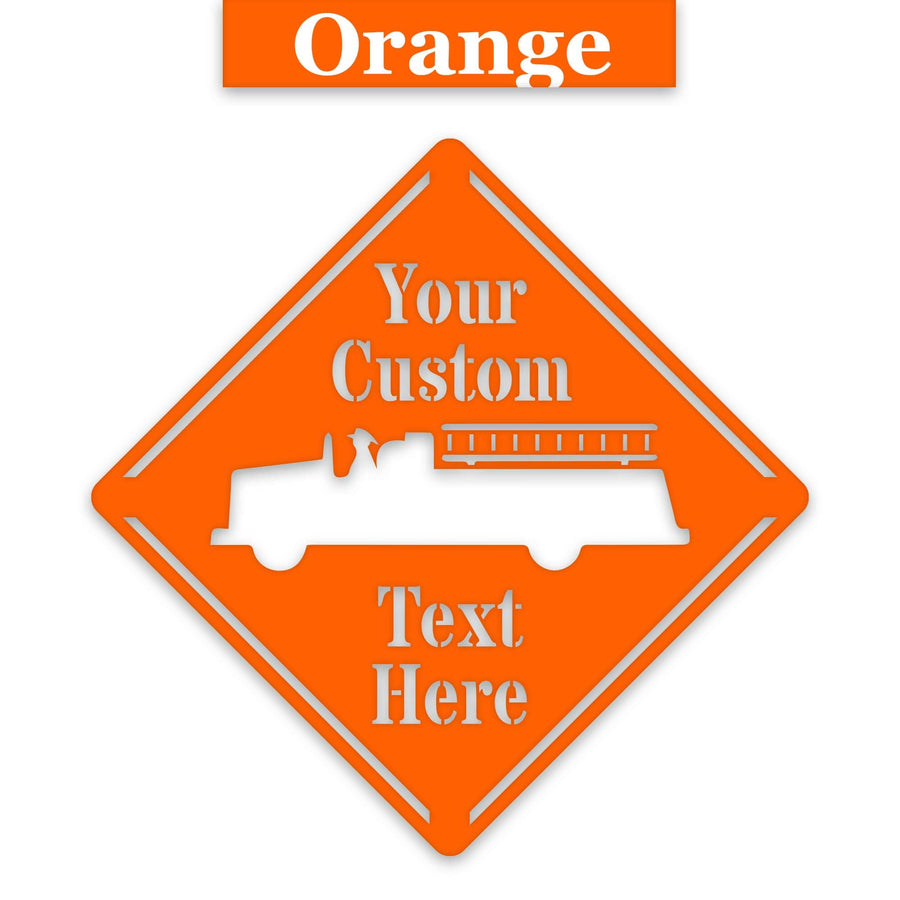 Fire Truck Crossing Customizable Metal Sign