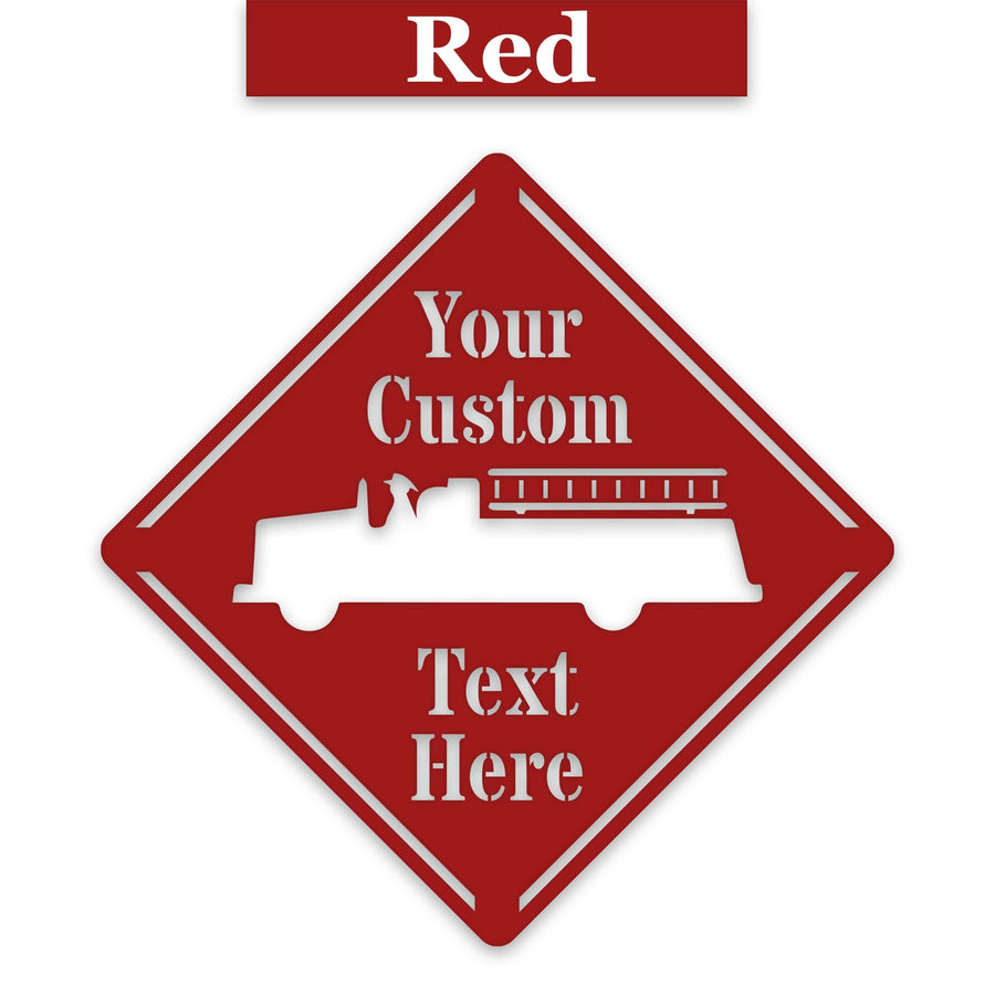 Fire Truck Crossing Customizable Metal Sign