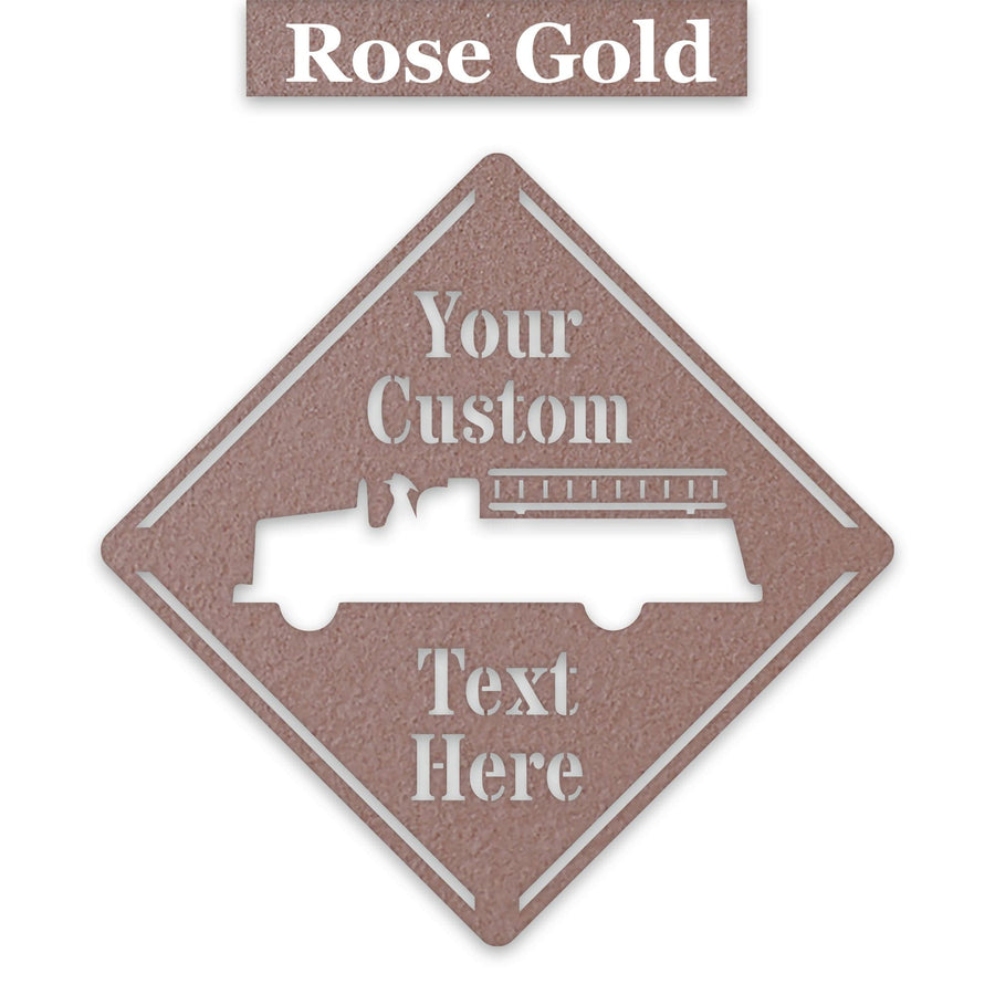 Fire Truck Crossing Customizable Metal Sign