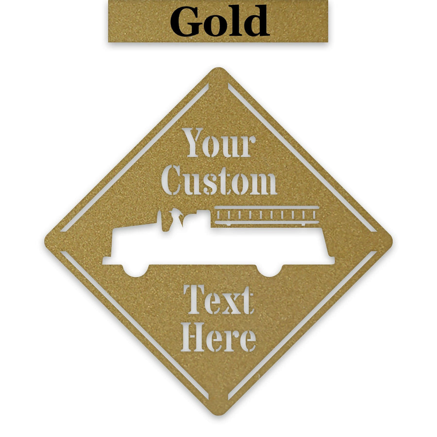 Fire Truck Crossing Customizable Metal Sign