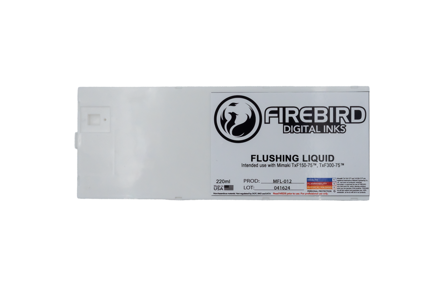 Front label of FIREBIRD Mimaki-compatible Flushing Liquid 03 cartridge