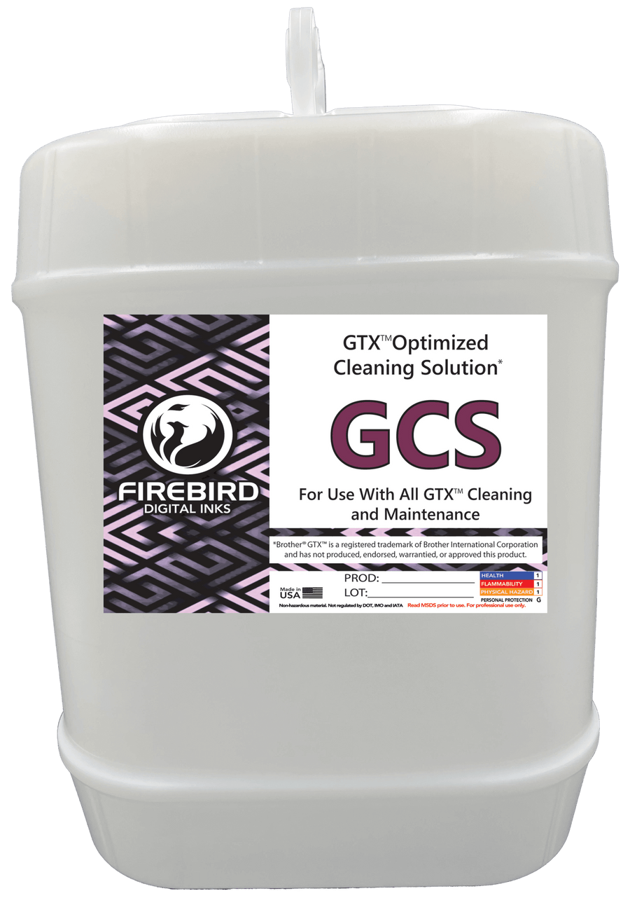 FIREBIRD GCS Brother GTX cleaning solution in a large container