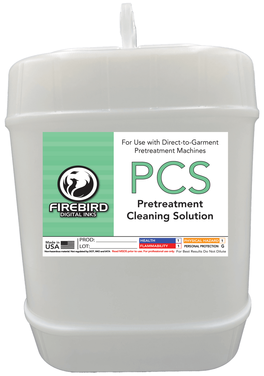 FIREBIRD PCS pretreatment machine cleaning solution in a large container