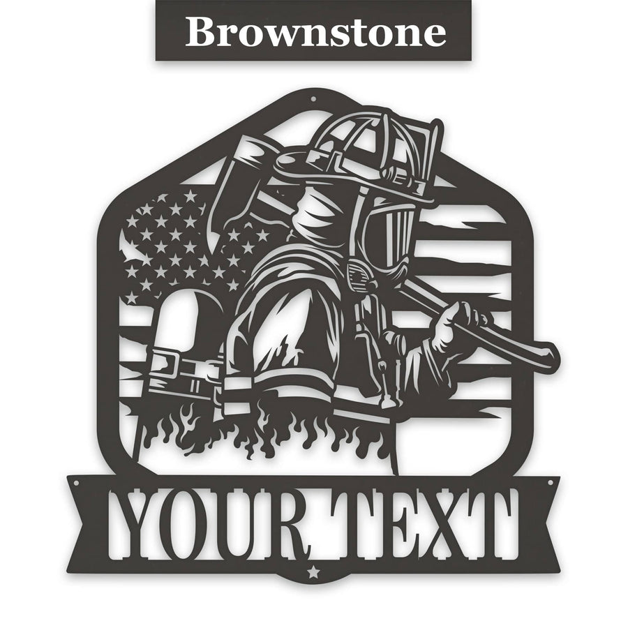 Firefighter Monogram Personalized Metal Sign