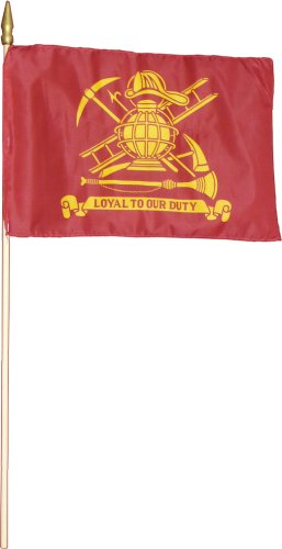 American made 12x18 firefighter grave marker flag on 30-inch wood dowel for cemetery memorial display