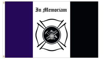 American-made 3 x 5 Fireman Mourning Flag with purple, white and black stripes