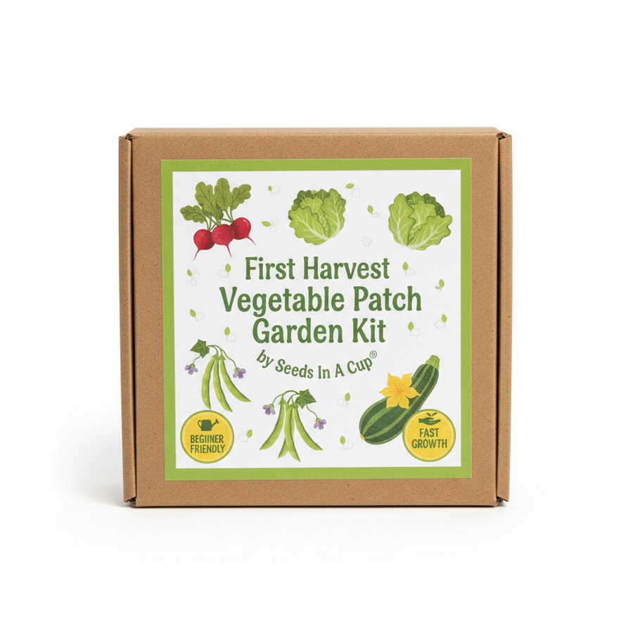 First Harvest Vegetable Patch Garden Kit | Radish, Lettuce, Green Beans & Zucchini | Seeds In A Cup®